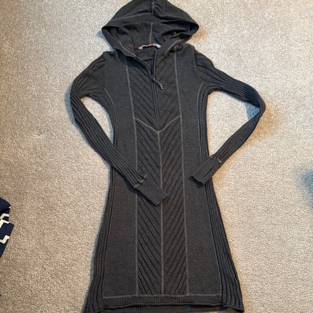 Athleta Gray Hooded Sweater Dress - Picture 1 of 5
